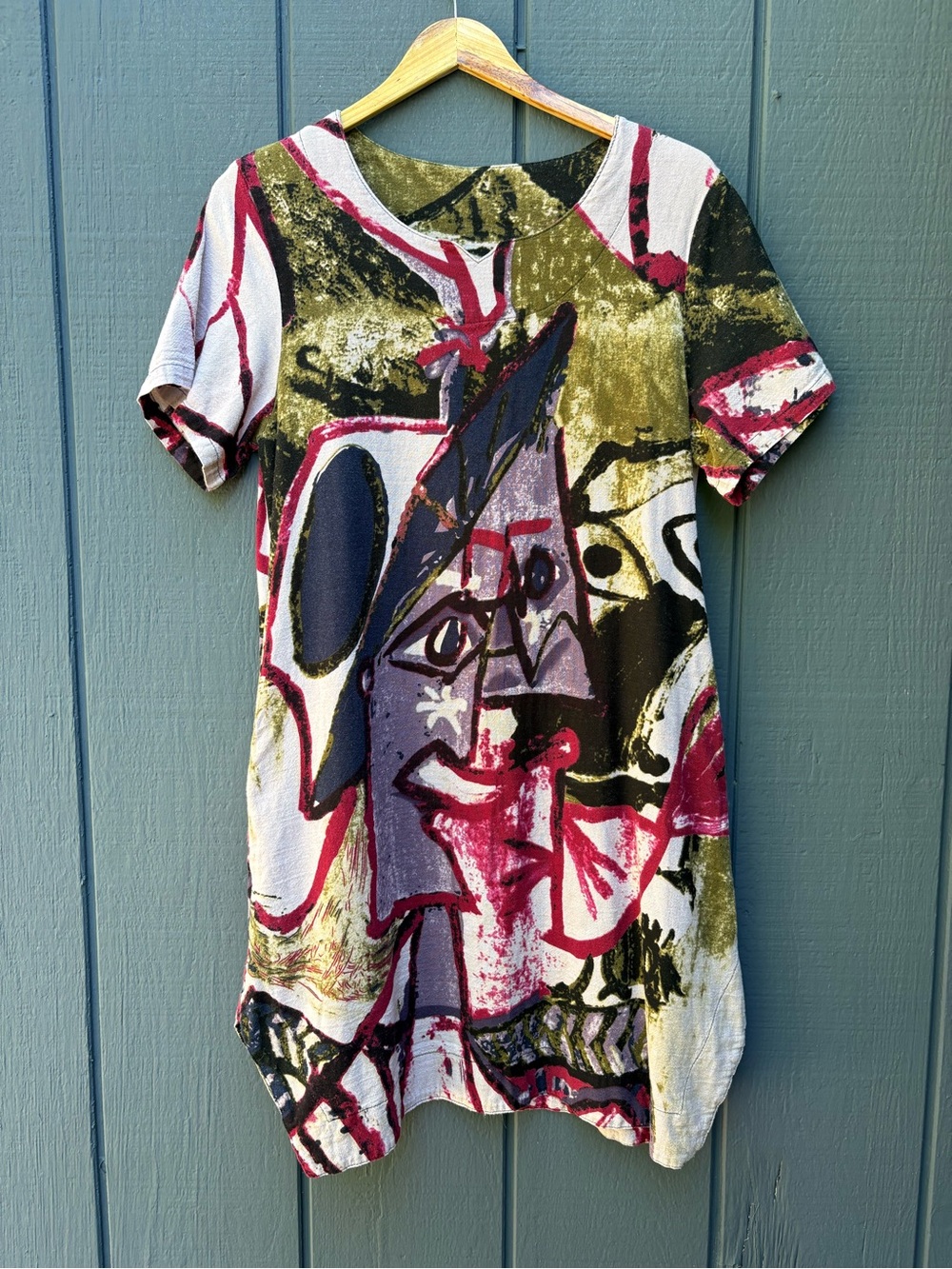 Abstract Graphic Short Sleeve Tunic Dress Sz M